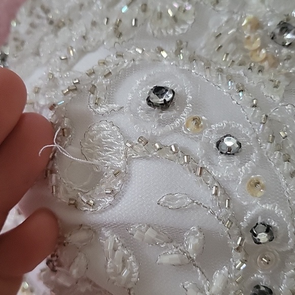 (A) Vintage 1980 Alyce Designs white beaded tea length dress size 8 - Picture 5 of 8